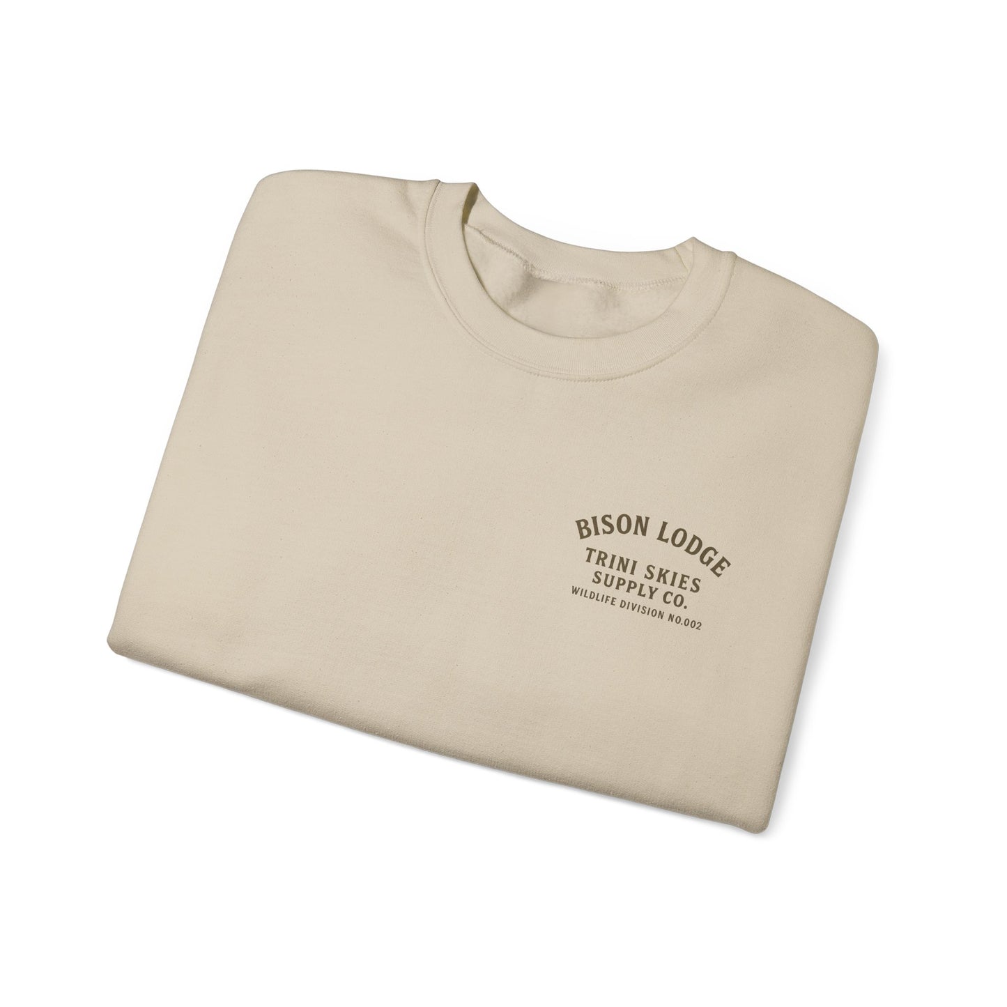 Bison Lodge Crewneck Trini Skies Supply Co. Americana Wildlife Sweatshirt Heritage Outdoor Series National Park Shirt