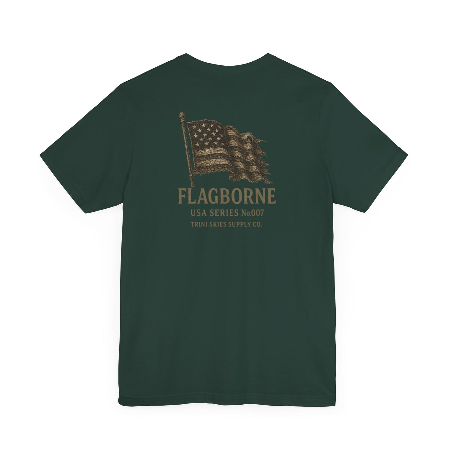 Flagborne American Heritage Tee Trini Skies Supply Co. Vintage Flag Graphic Shirt Patriotic USA T-Shirt