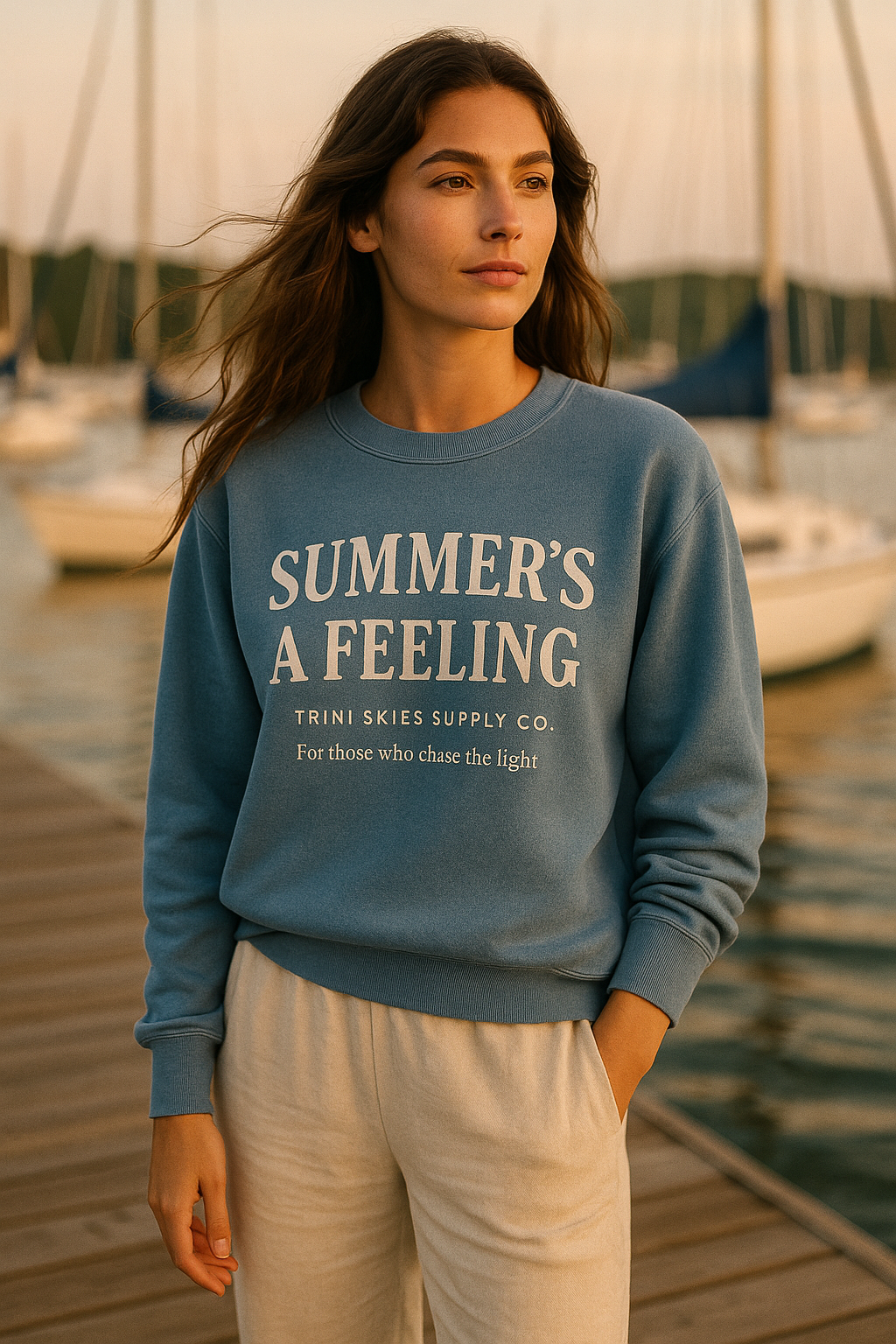 Summer’s a Feeling Coastal Crewneck Sweatshirt Comfort Colors Vintage Wash Casual Wear