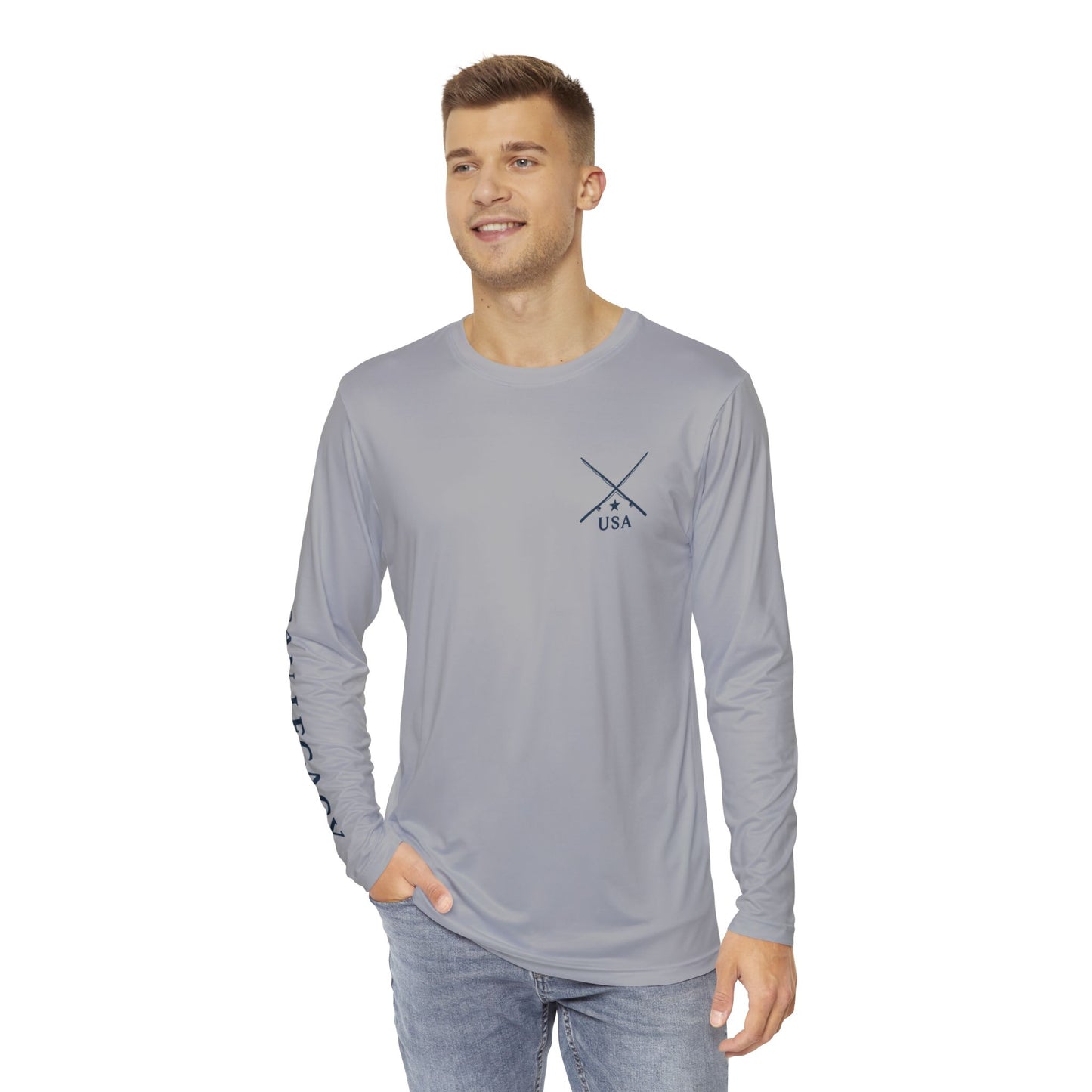 Honor the Chase Marlin Patriotic Long Sleeve Shirt USA Fishing Tee American Legacy Performance Shirt UV Protection