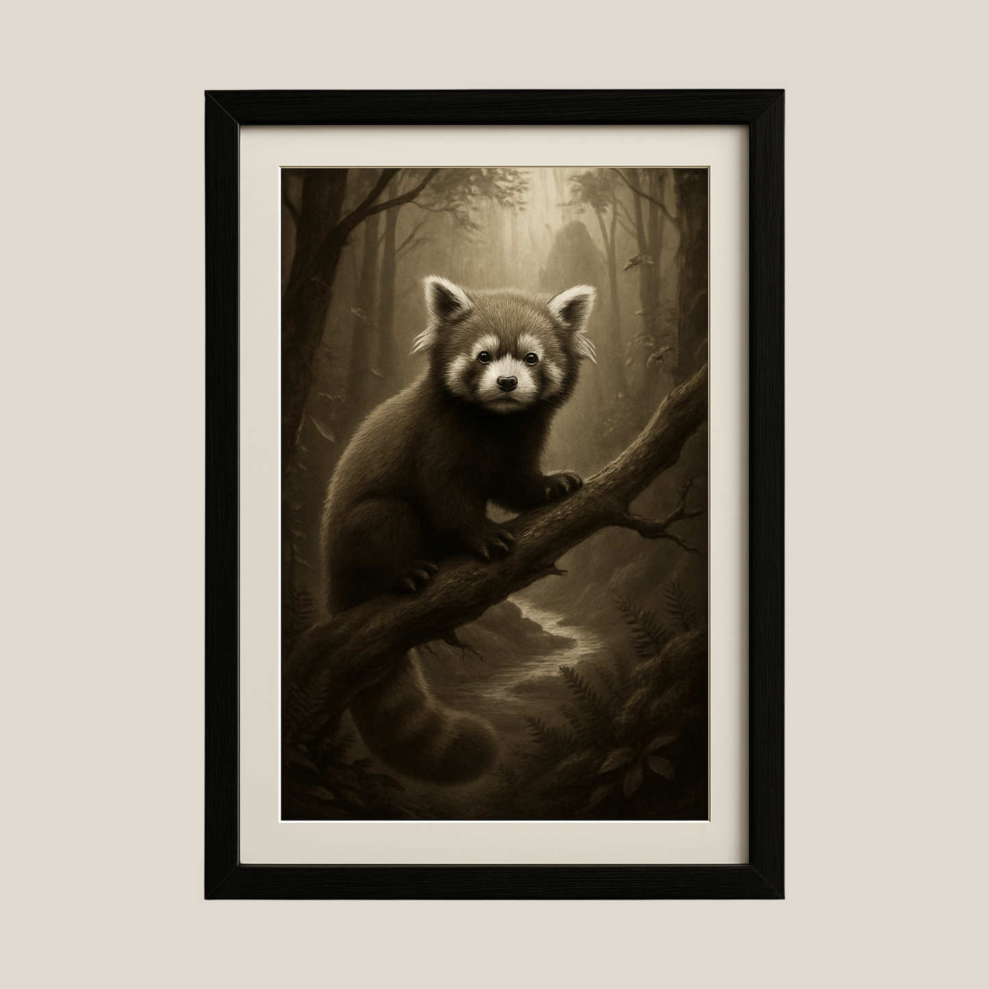 Red Panda Forest Art Print – Vintage Inspired Wildlife & Nature Wall Art