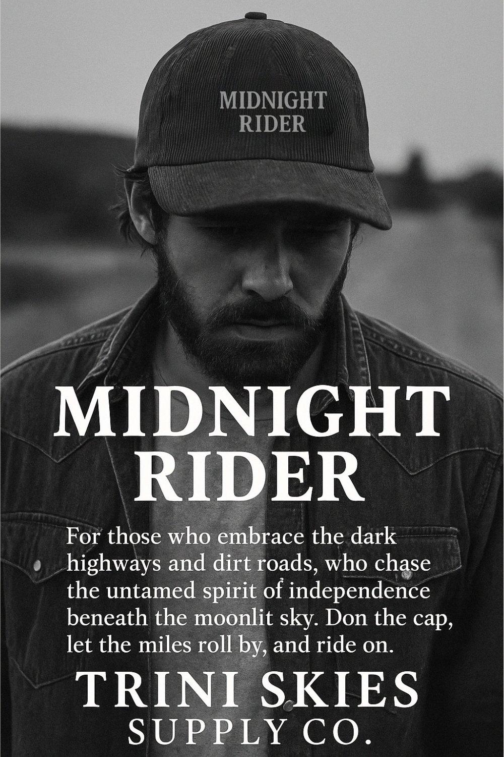 Midnight Rider Corduroy Hat – Rugged Americana Embroidered Cap | Trini Skies Supply Co.