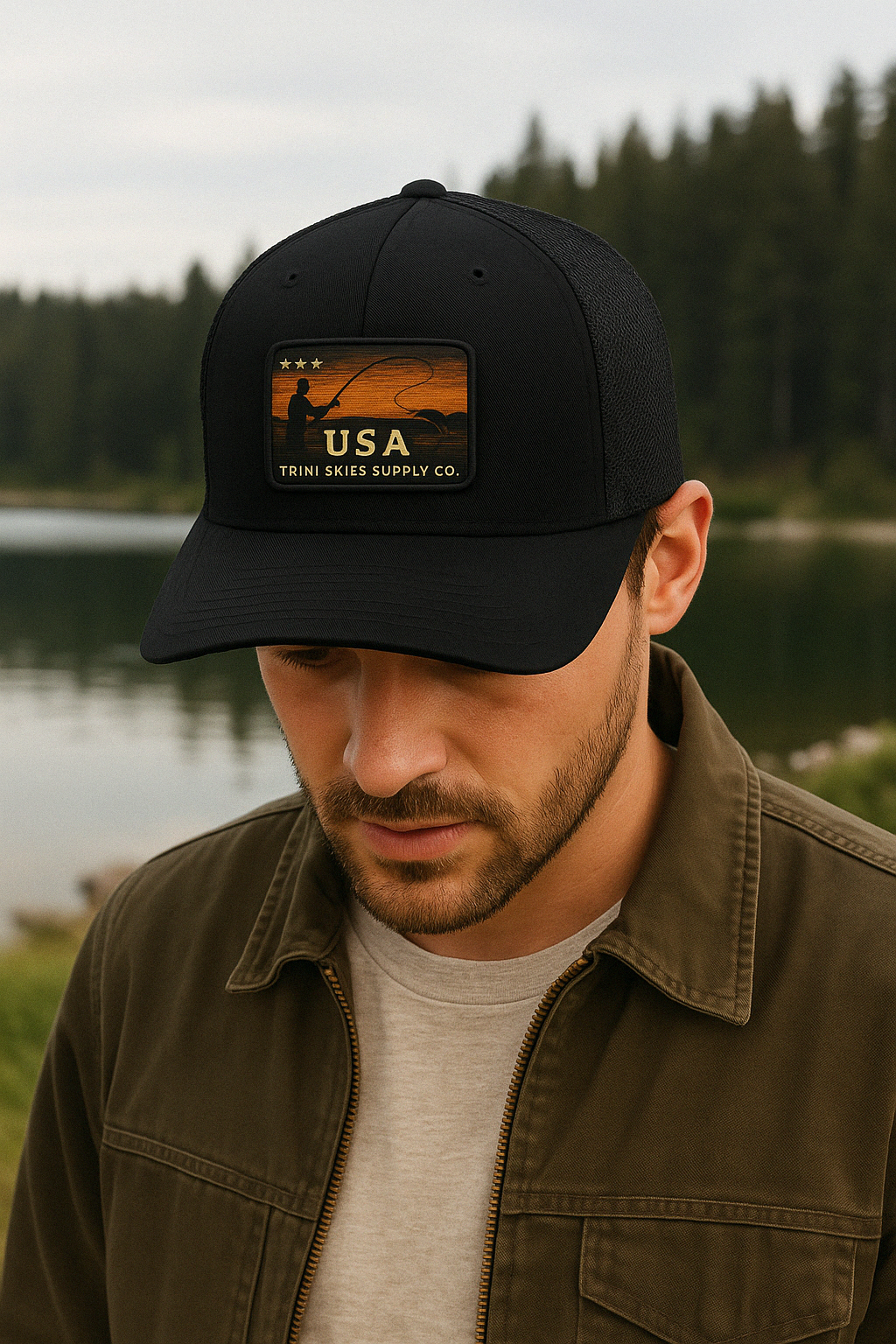Heritage Waters USA Patch Hat – Richardson 112 Trucker Cap | Patriotic Fishing Hat | Trini Skies Supply Co. Outdoor Vintage Snapback