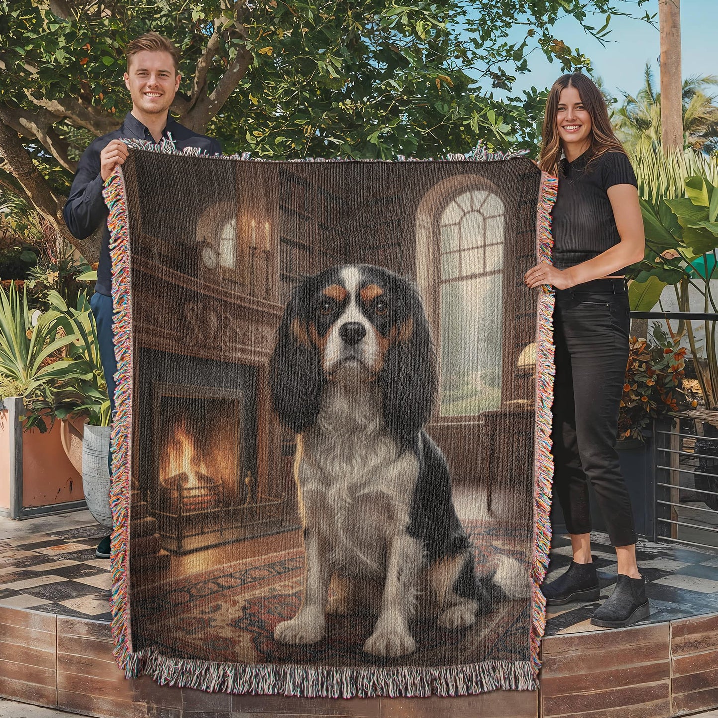 Cavalier King Charles Spaniel Woven Blanket – 100% Cotton Tapestry Throw, Heirloom Home Décor Gift