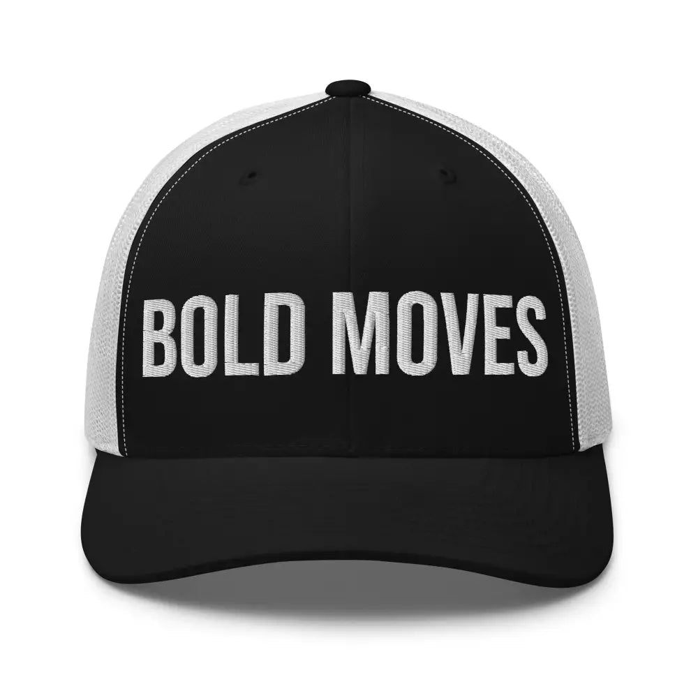 Black and white Trini Skies embroidered corduroy cap with bold moves embroidered on front