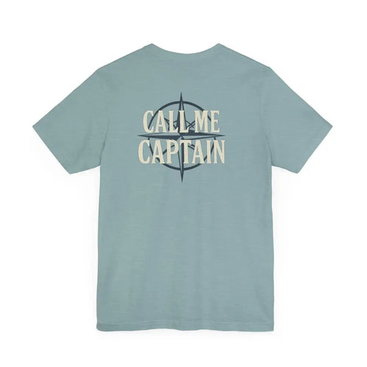 Light blue nautical compass tee from Trini Skies Supply with compass design