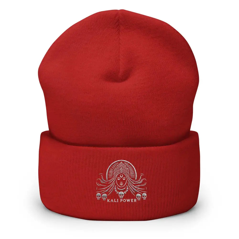Red Kali Power embroidered corduroy cap destroyer cuffed beanie for Make America Great
