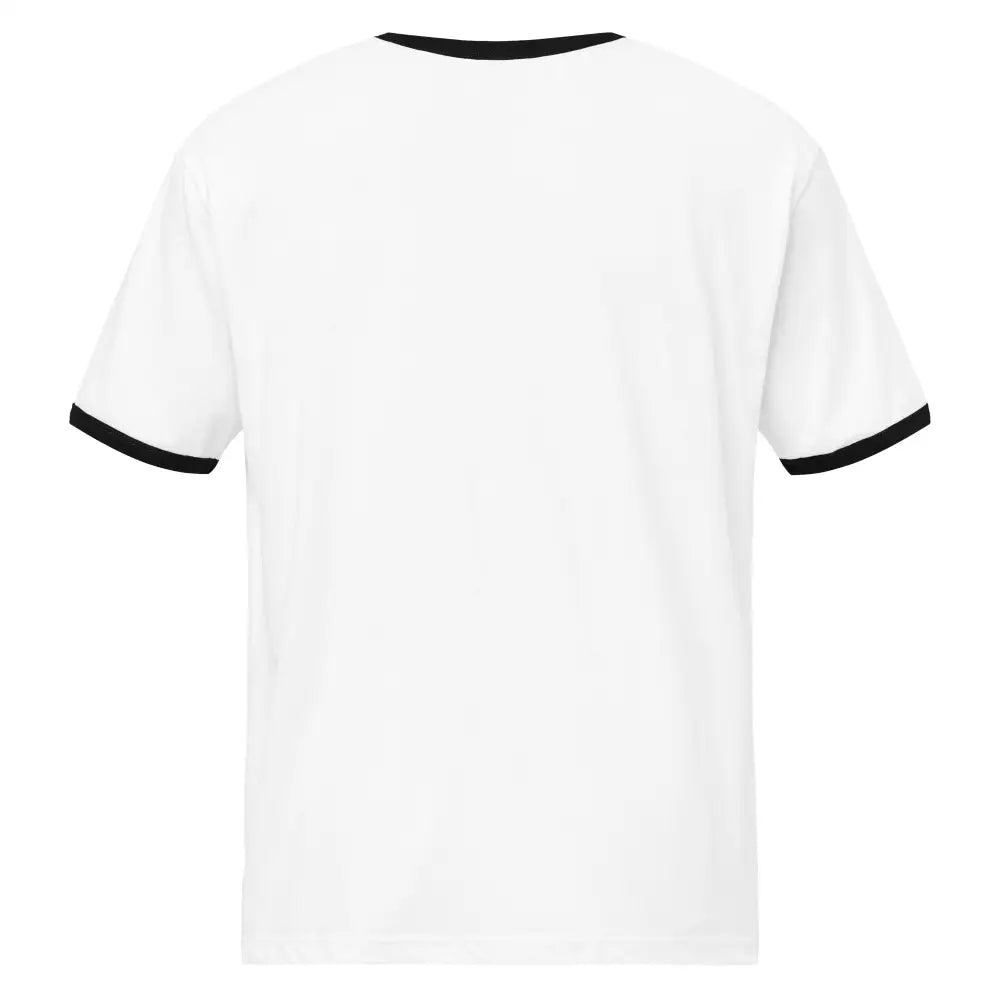 White short-sleeved otter vintage inspired ringer T-shirt with black trim for men