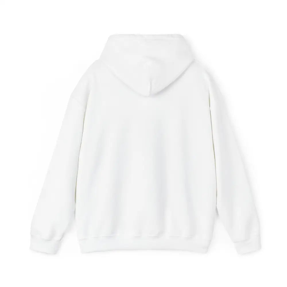 Plain white hooded sweatshirt with long sleeves and ribbed cuffs, ideal for make America great style