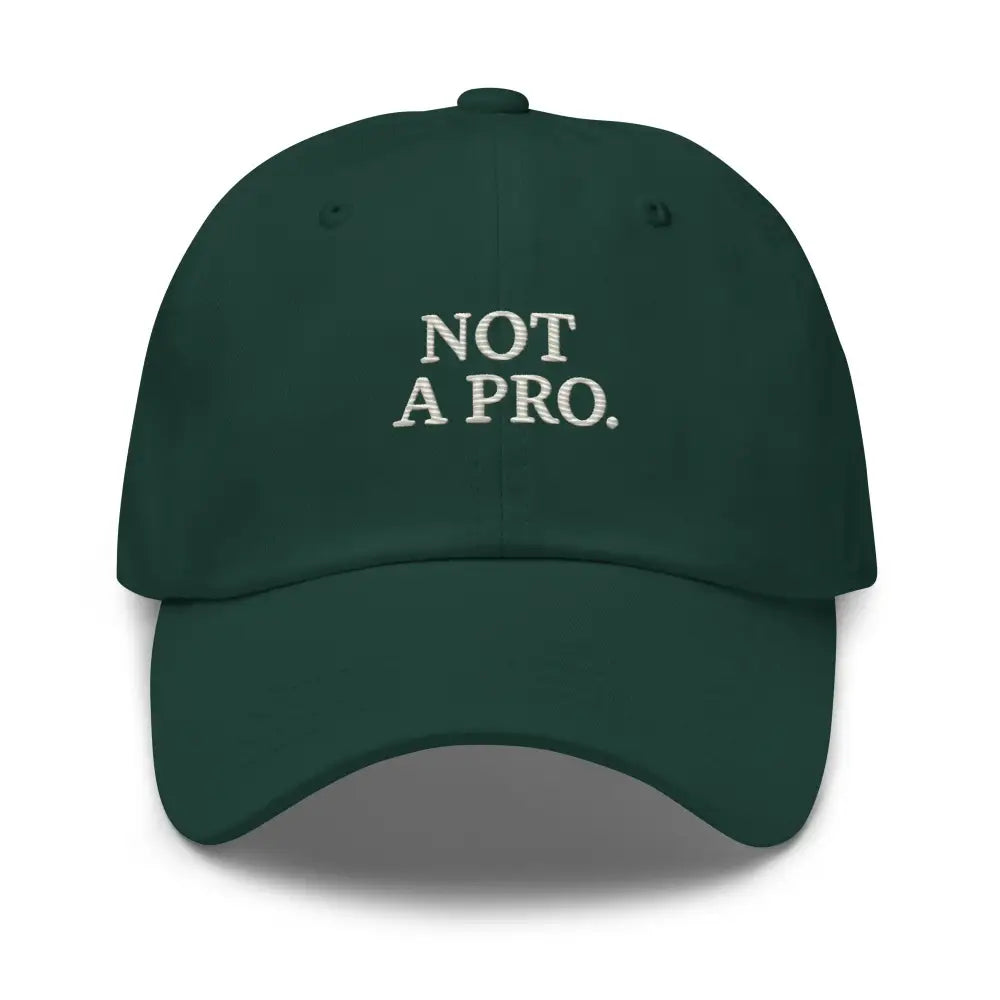Dark green minimalist dad hat with white embroidered make America great text
