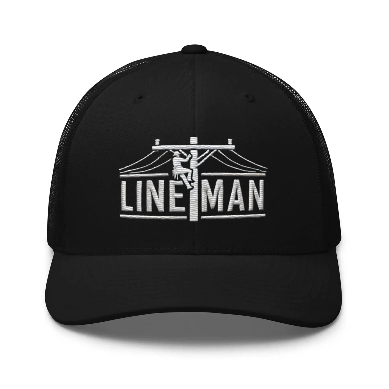 Embroidered Lineman Hat on white background occupation graphic tees, hats