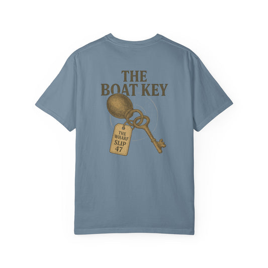 The Boat Key Shirt Vintage Nautical Tee Slip 47 Wharf Graphic Comfort Colors Dockside T-Shirt - Ice Blue / S - 14