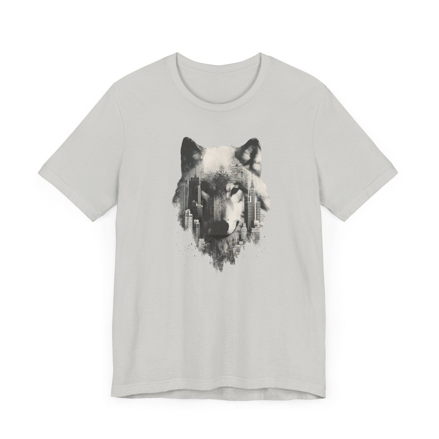 Concrete Jungle Wolf in the City T-Shirt - Unisex Jersey Short Sleeve Wildlife Gift, Nature Gift, Graphic Tshirt, Mens Gift, Womens Gift