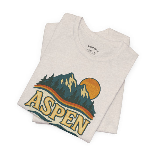 Vintage Inspired Aspen Lodge T-Shirt Mountain Graphic Tee by Trini Skies Supply Co. DTG Graphic Tee Mountain