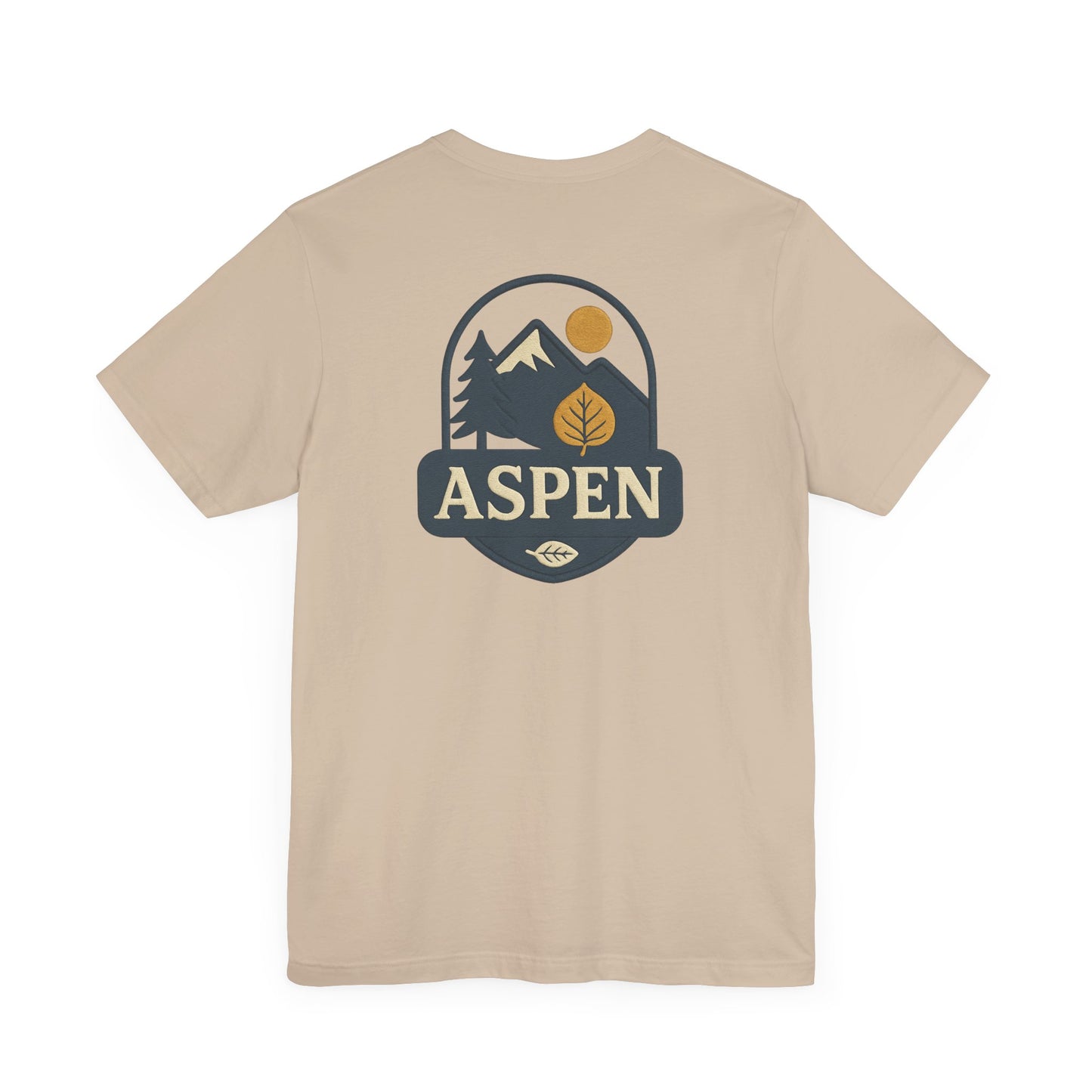 Aspen Skiing Division DTG Graphic Tee Mountain Back Print with Minimal Front Hiking, Camping, Travel