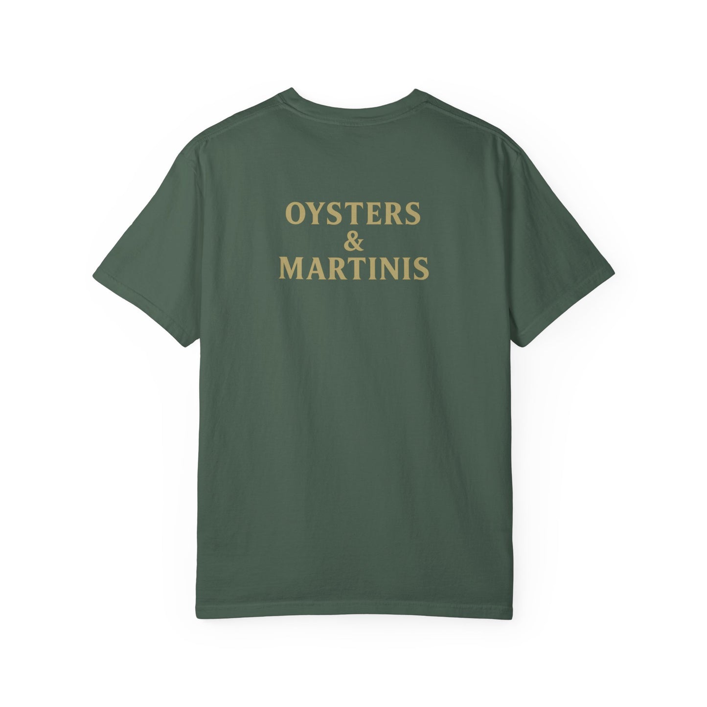 Oysters & Martinis Shirt Dockside Club Comfort Colors Tee Vintage Coastal Bar Graphic Trini Skies Supply Co.