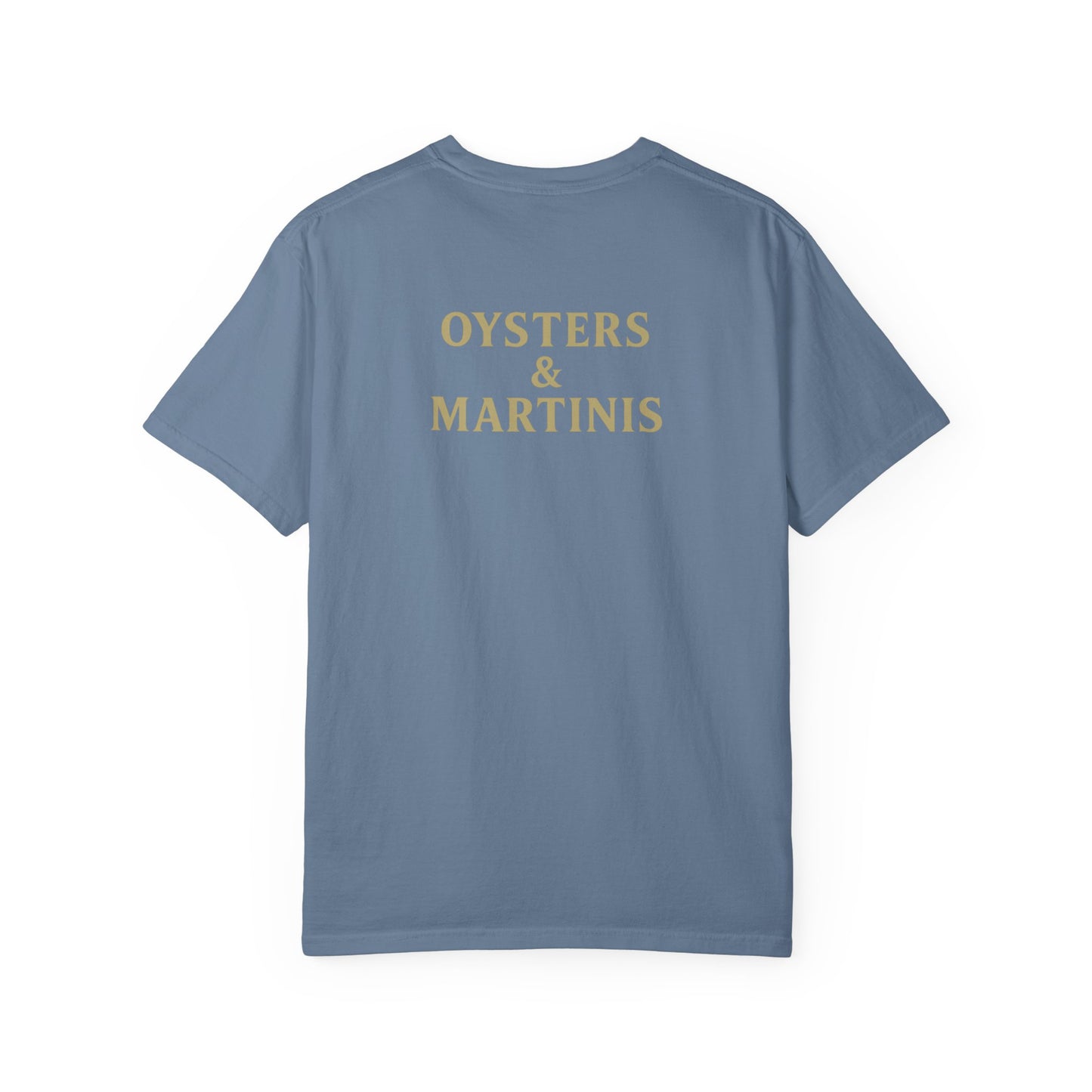 Oysters & Martinis Shirt Dockside Club Comfort Colors Tee Vintage Coastal Bar Graphic Trini Skies Supply Co.