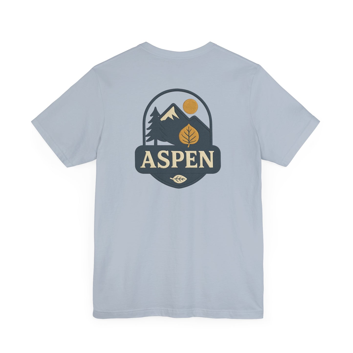 Aspen Skiing Division DTG Graphic Tee Mountain Back Print with Minimal Front Hiking, Camping, Travel