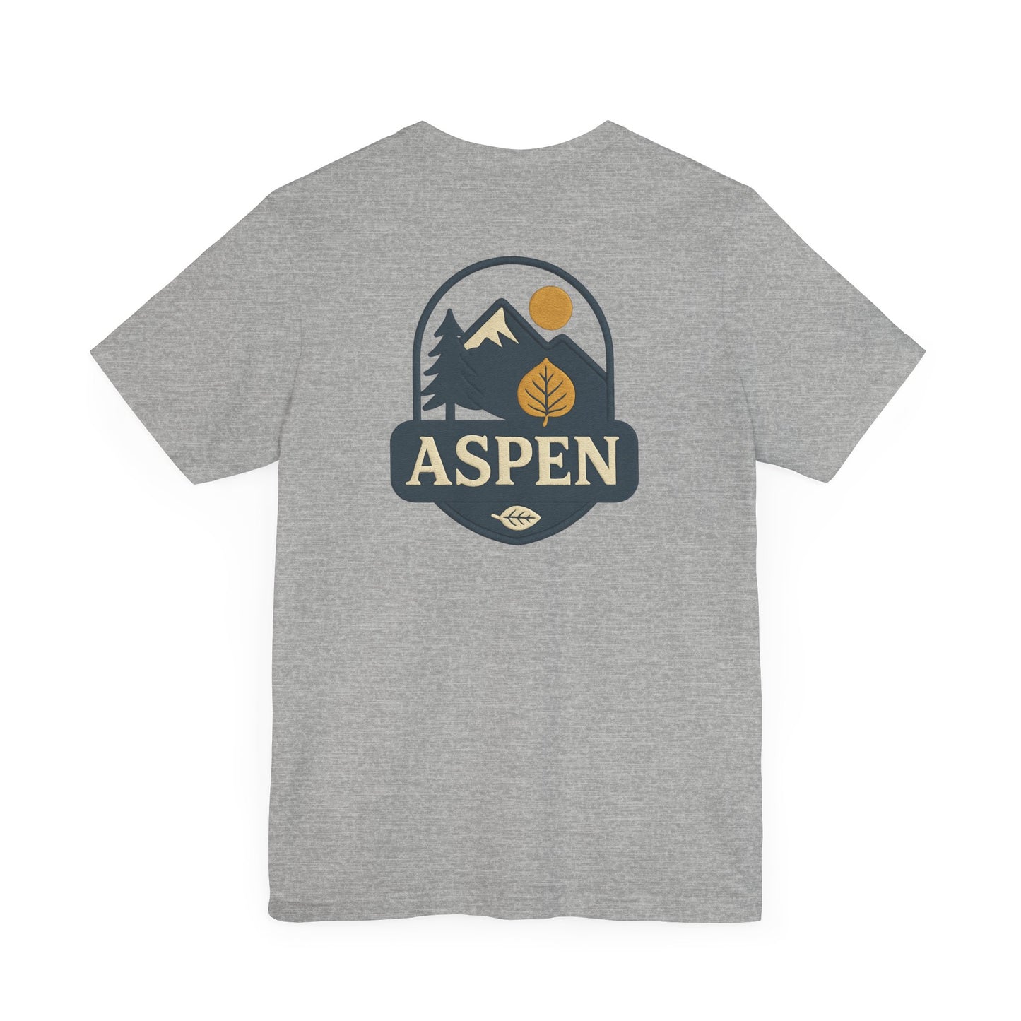 Aspen Skiing Division DTG Graphic Tee Mountain Back Print with Minimal Front Hiking, Camping, Travel