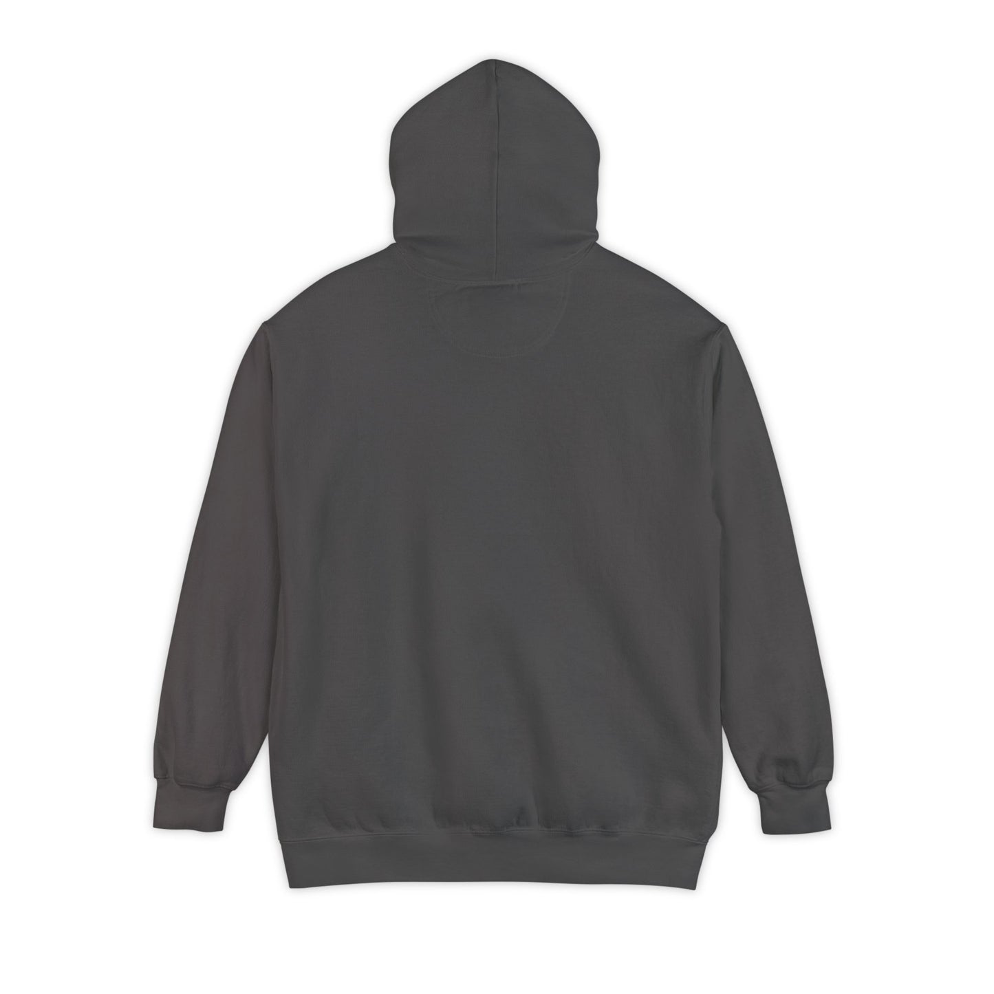 Charcoal gray Comfort Colors anxiety hoodie with hood and drawstrings