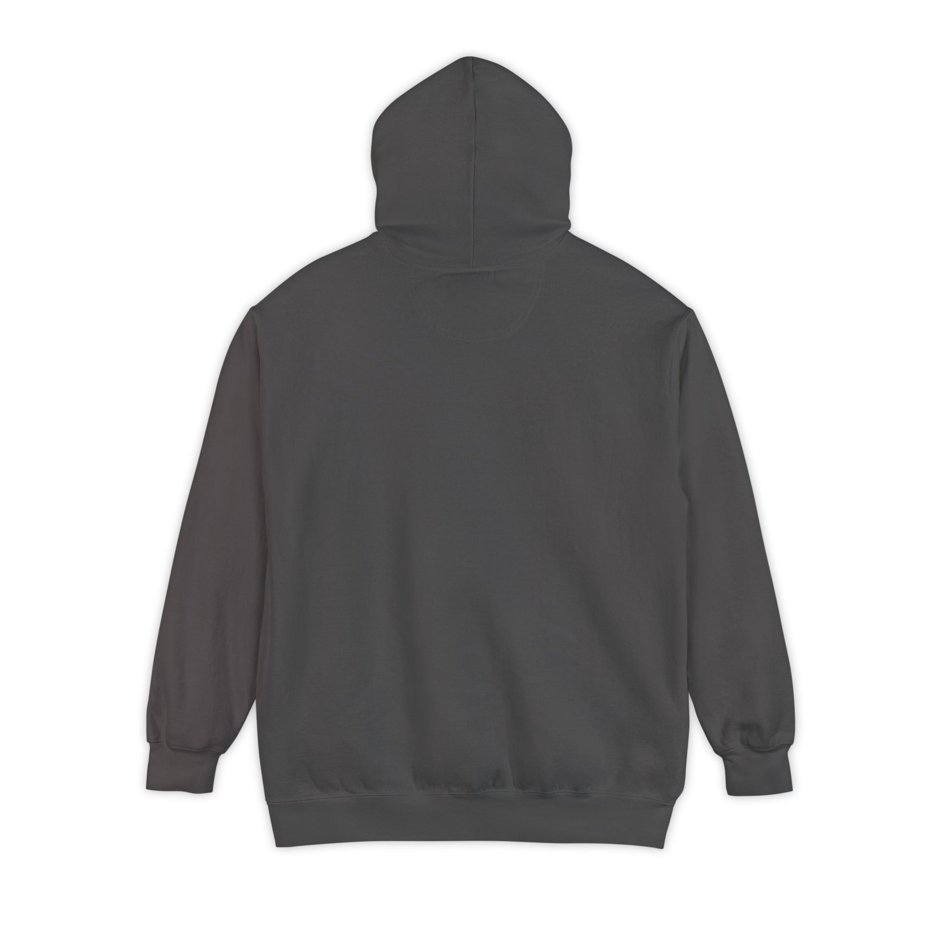 Charcoal gray Comfort Colors anxiety hoodie with hood and drawstrings