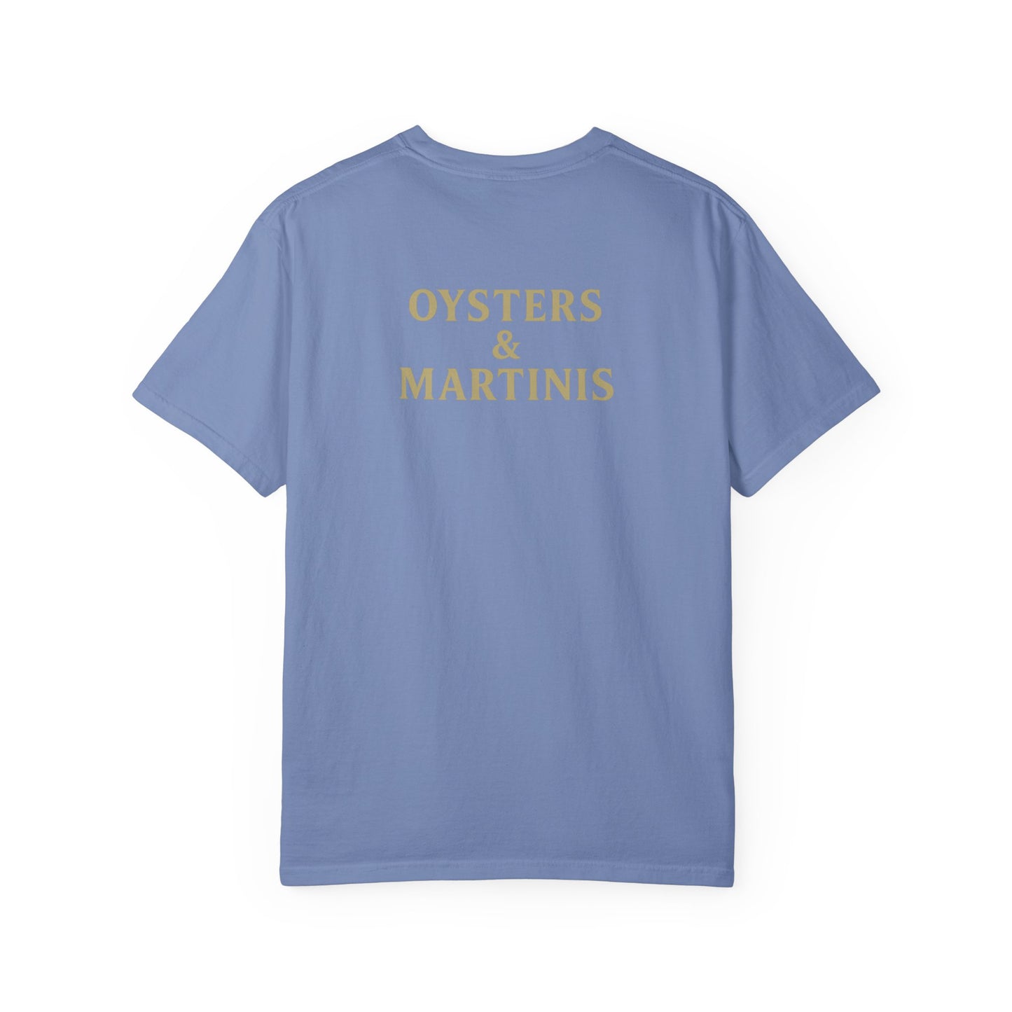 Oysters & Martinis Shirt Dockside Club Comfort Colors Tee Vintage Coastal Bar Graphic Trini Skies Supply Co.