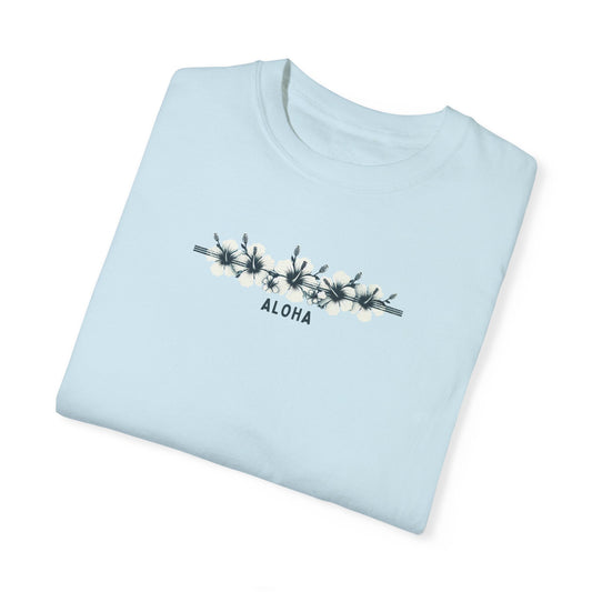 Beautiful Hibiscus Aloha Garment-Dyed Unisex T-shirt: Cozy, Durable, Great Gift