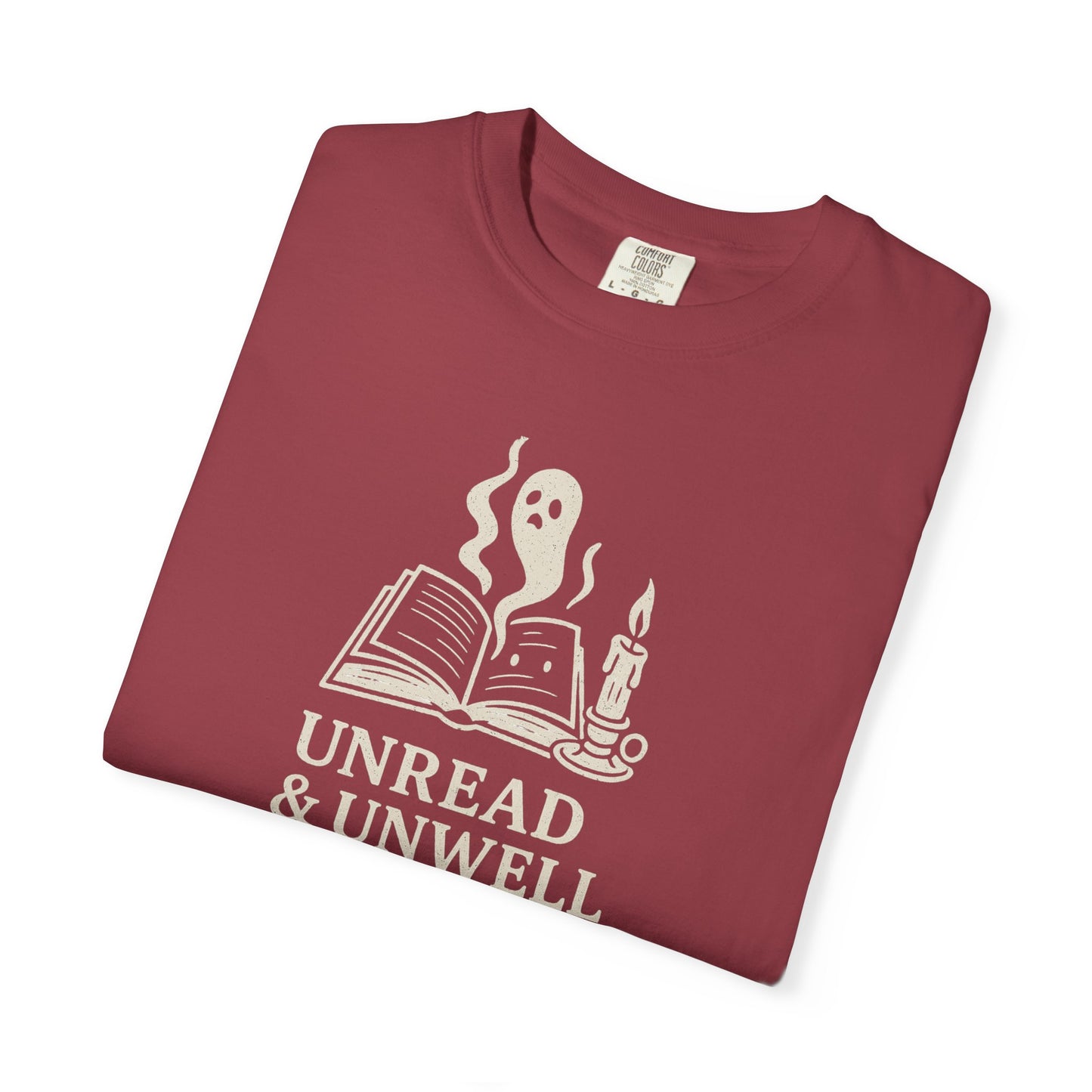 Unread & Unwell Ghost Tee Comfort Colors Vintage Book Shirt, Spooky Gothic Graphic Tee