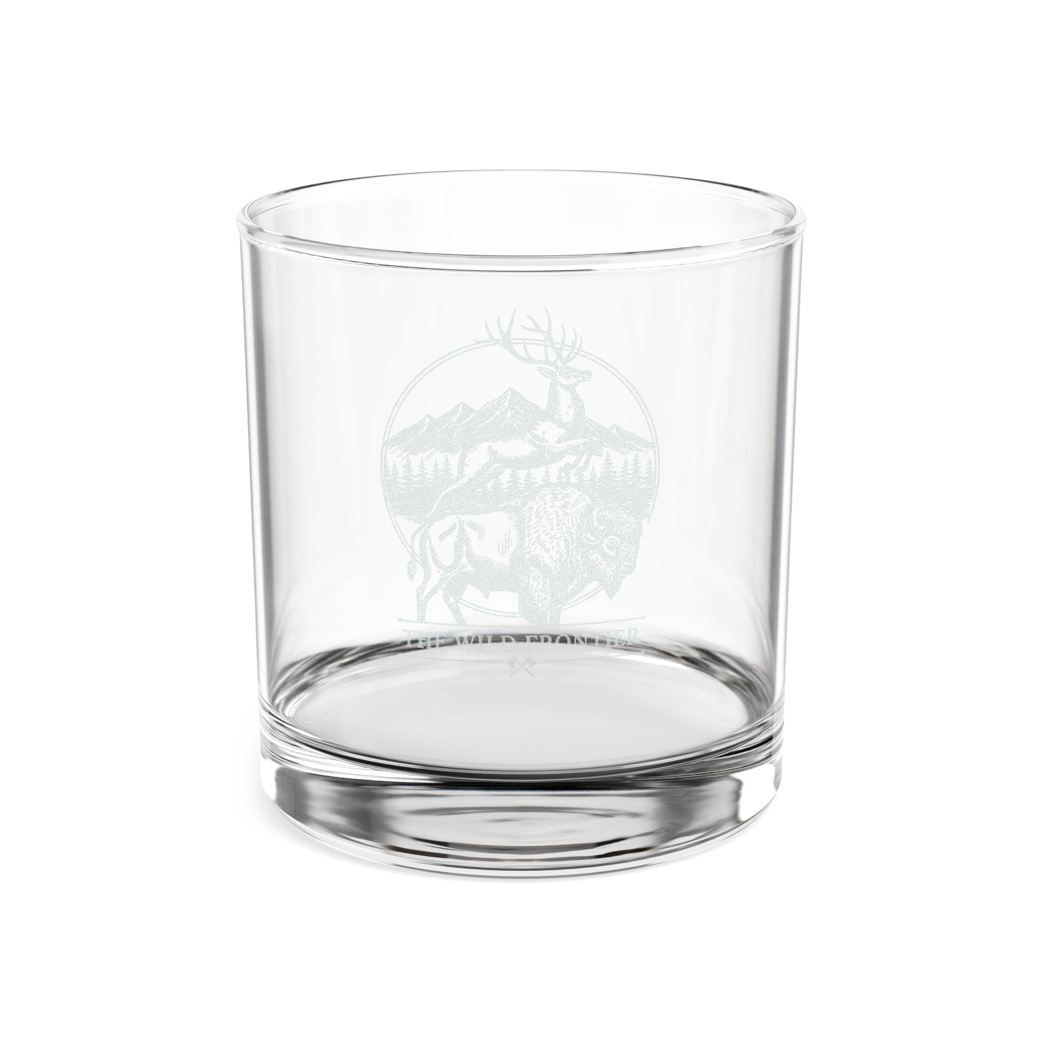 Wildlife Forest Whiskey Glass - 10.5oz Engraved Rocks Glass Mountain Design