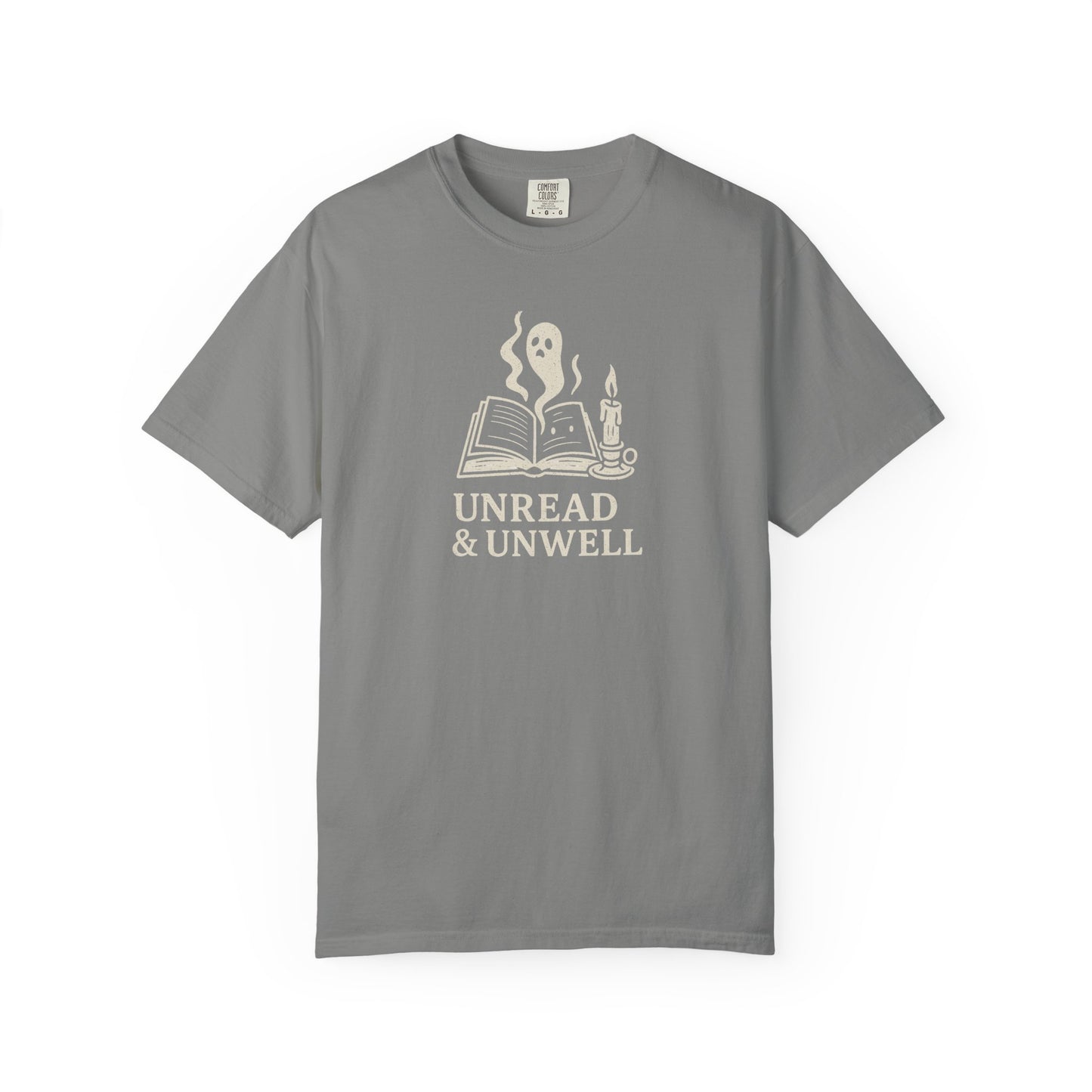 Unread & Unwell Ghost Tee Comfort Colors Vintage Book Shirt, Spooky Gothic Graphic Tee