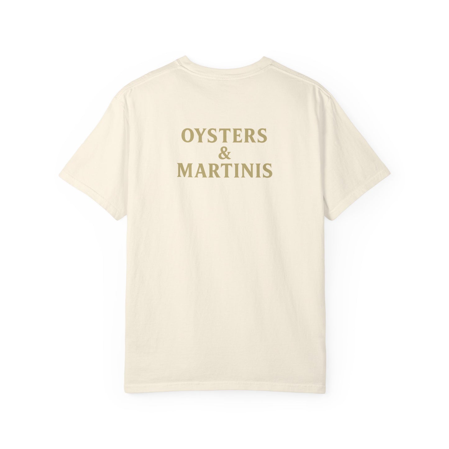 Oysters & Martinis Shirt Dockside Club Comfort Colors Tee Vintage Coastal Bar Graphic Trini Skies Supply Co.