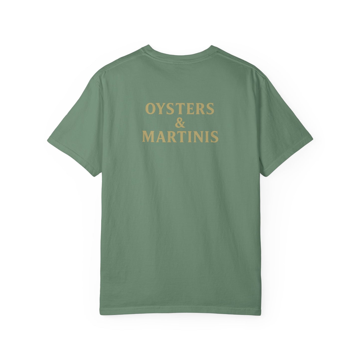 Oysters & Martinis Shirt Dockside Club Comfort Colors Tee Vintage Coastal Bar Graphic Trini Skies Supply Co.