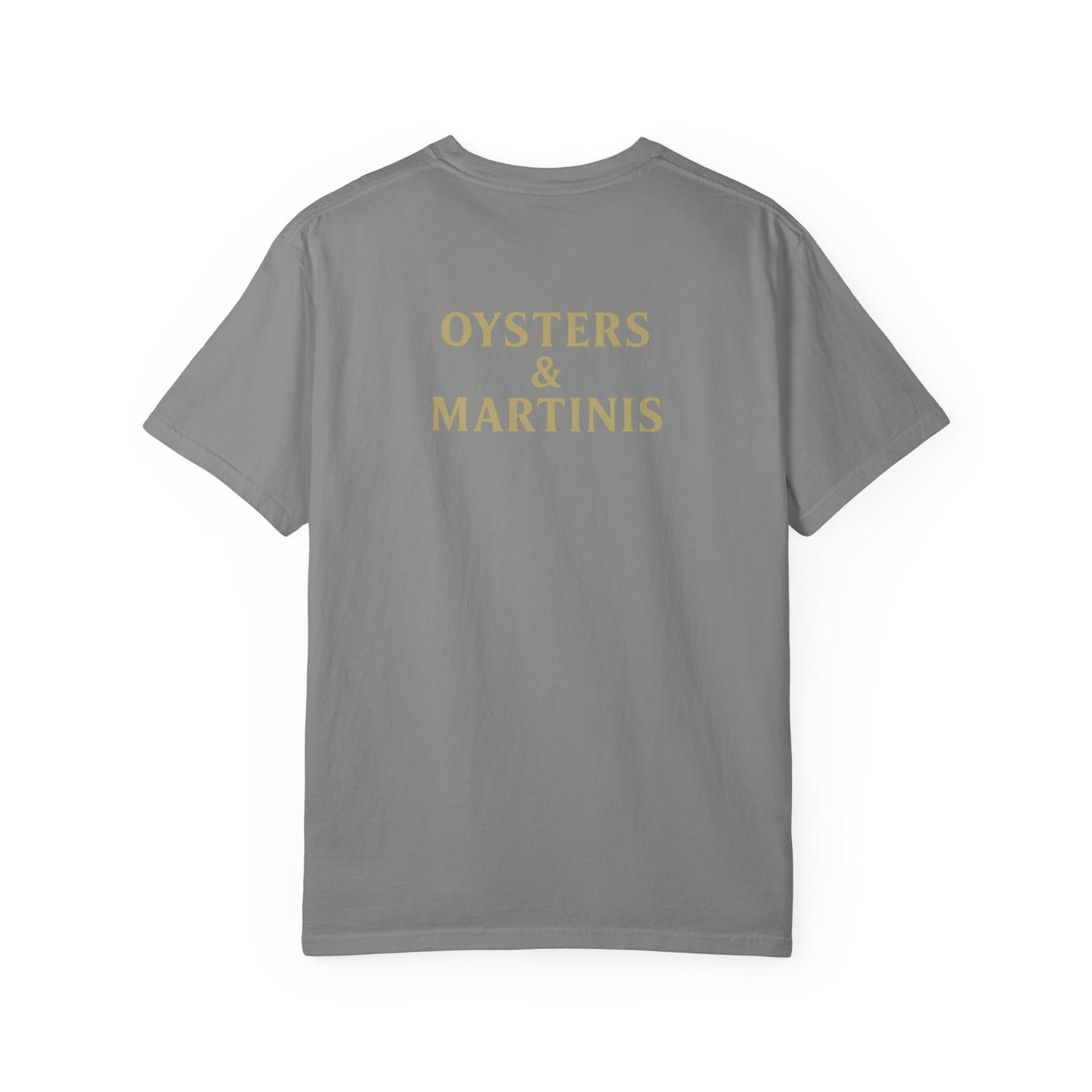 Oysters & Martinis Shirt Dockside Club Comfort Colors Tee Vintage Coastal Bar Graphic Trini Skies Supply Co.