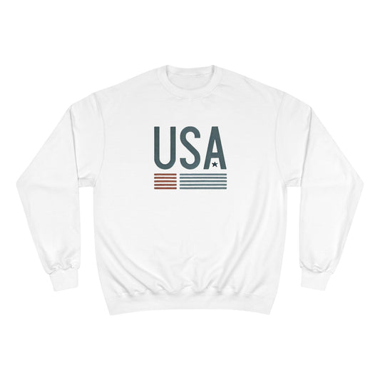 USA Champion Crewneck Sweatshirt: Classic Comfort with Eco-Friendly Warmth Patriotic Pride Labor Day Memorial Day Veterans Day Great Gift