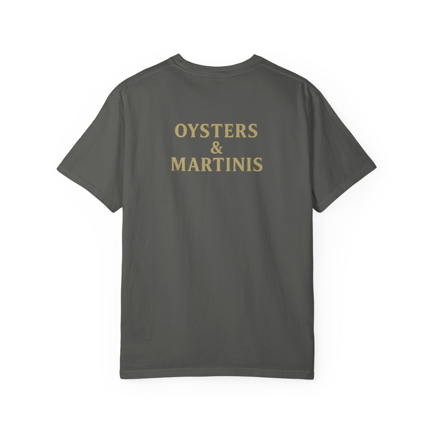 Oysters & Martinis Shirt Dockside Club Comfort Colors Tee Vintage Coastal Bar Graphic Trini Skies Supply Co.