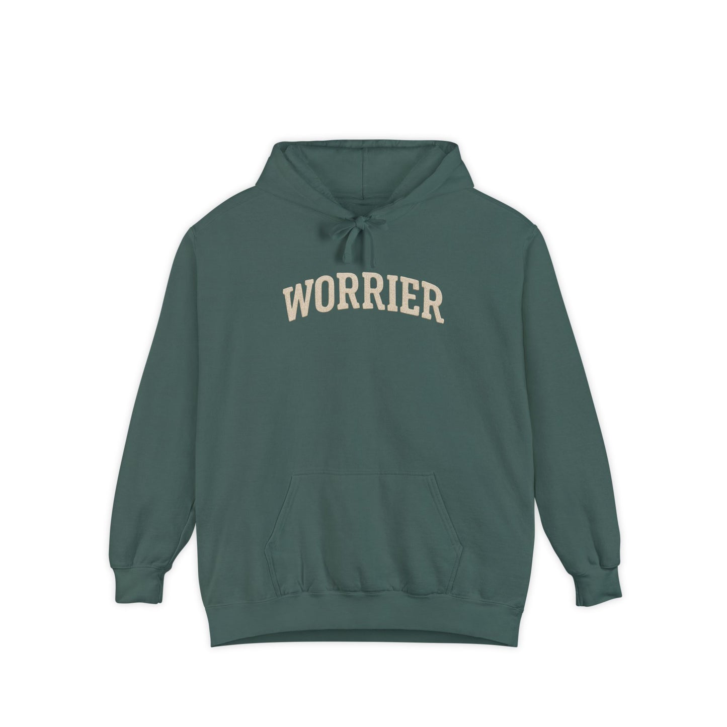 Green Anxiety Hoodie with Worrier Text in Beige, Comfort Colors