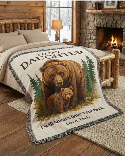 The Guardian Bear | Heirloom Woven Cotton Throw Blanket