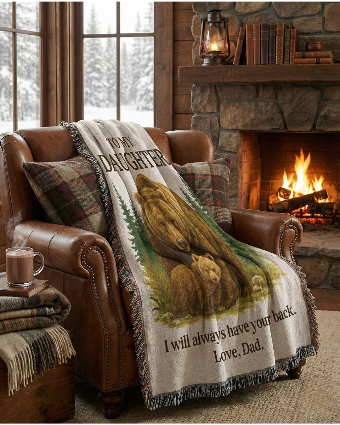 The Guardian Bear | Heirloom Woven Cotton Throw Blanket
