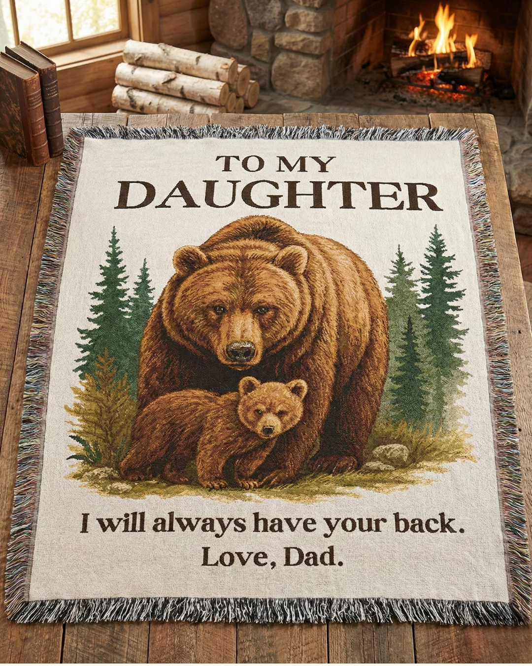 The Guardian Bear | Heirloom Woven Cotton Throw Blanket