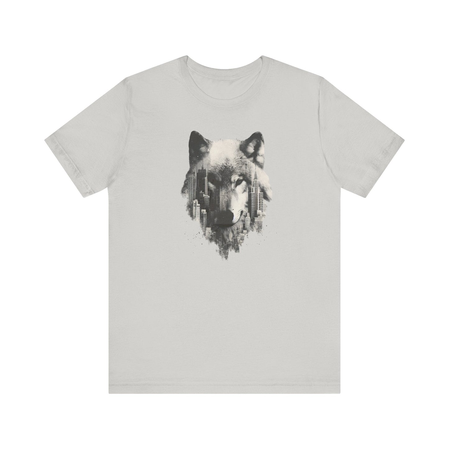 Concrete Jungle Wolf in the City T-Shirt - Unisex Jersey Short Sleeve Wildlife Gift, Nature Gift, Graphic Tshirt, Mens Gift, Womens Gift