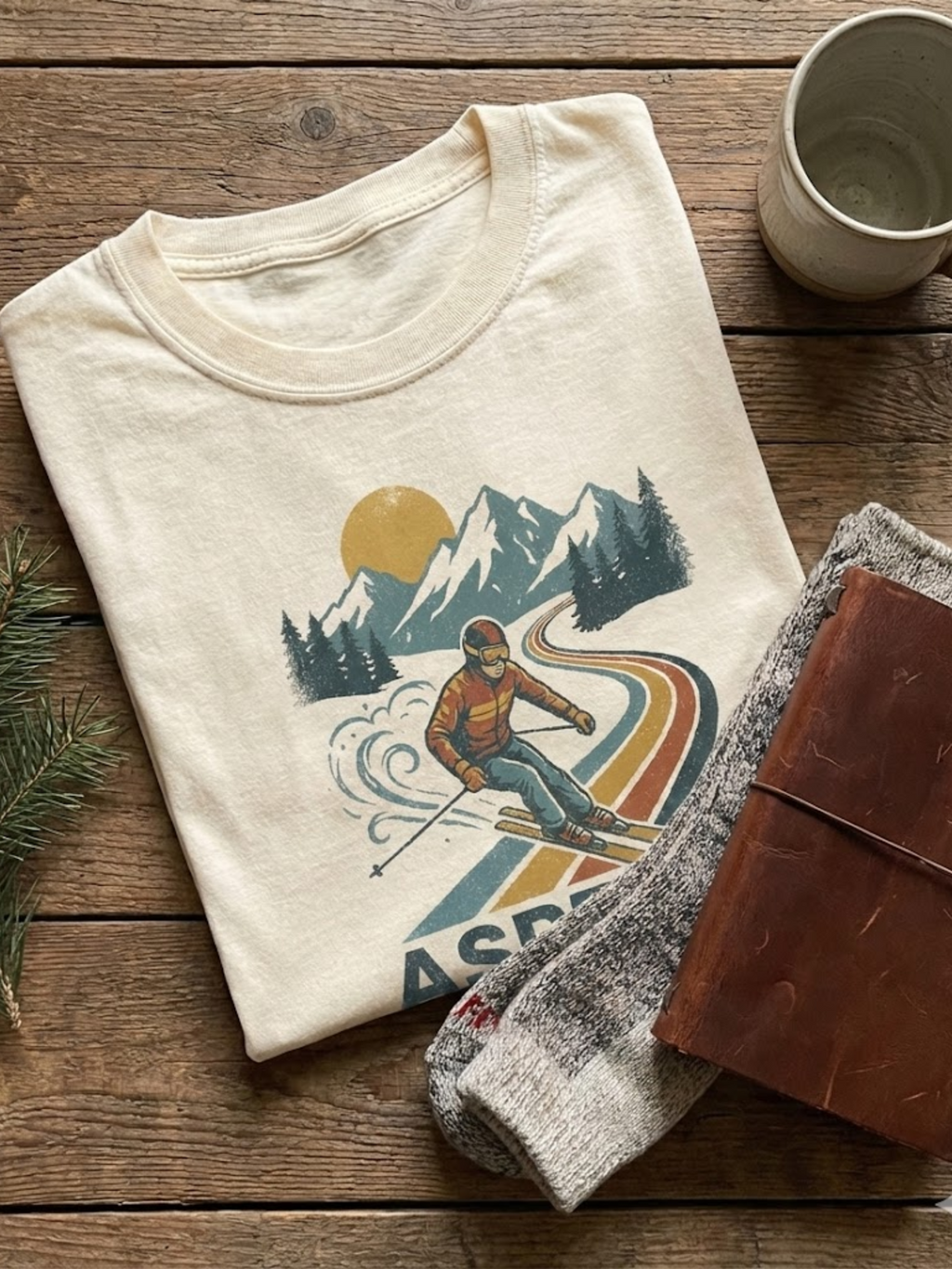 Vintage-Inspired Aspen Ski Graphic Tee | Retro 70s Resort Wear