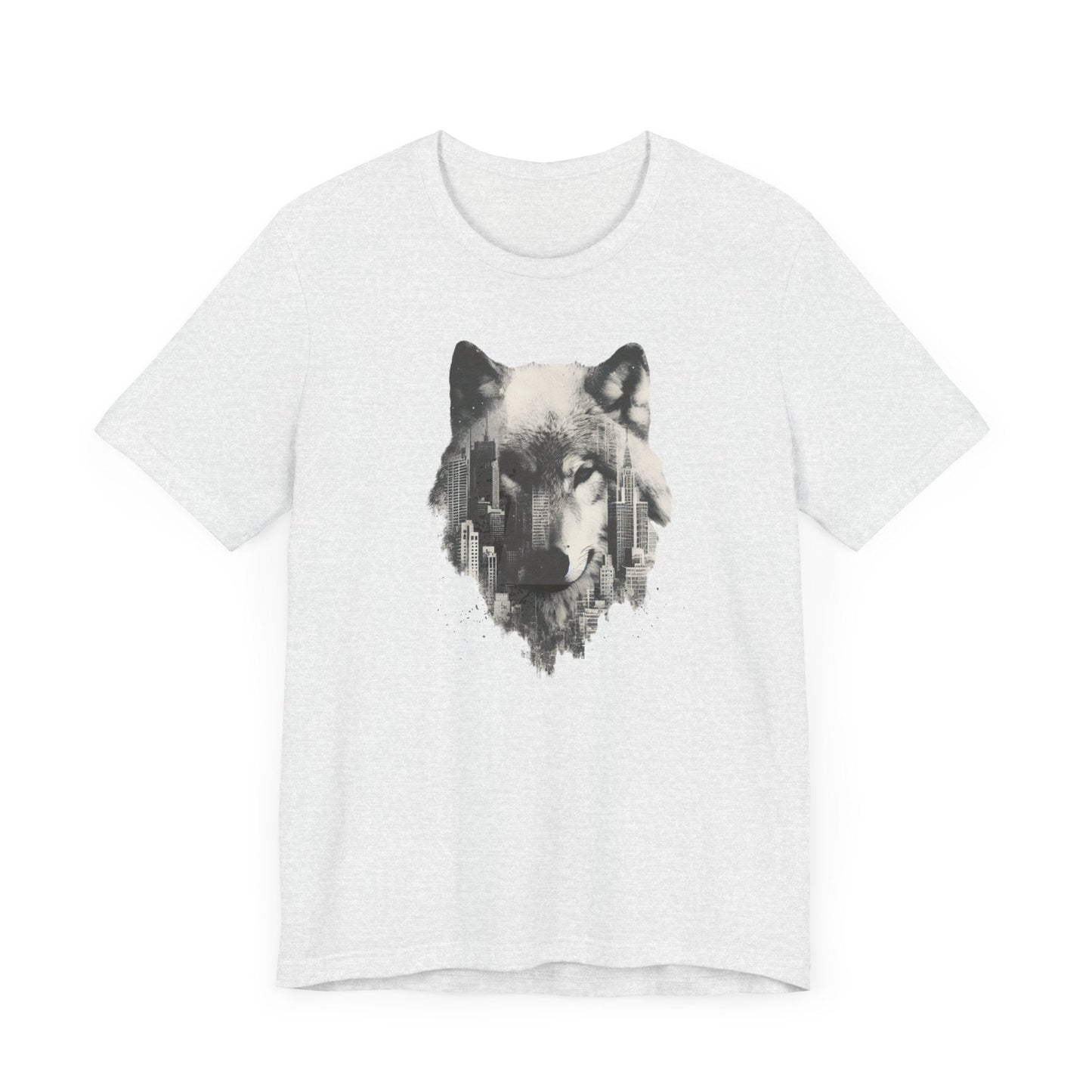 Concrete Jungle Wolf in the City T-Shirt - Unisex Jersey Short Sleeve Wildlife Gift, Nature Gift, Graphic Tshirt, Mens Gift, Womens Gift