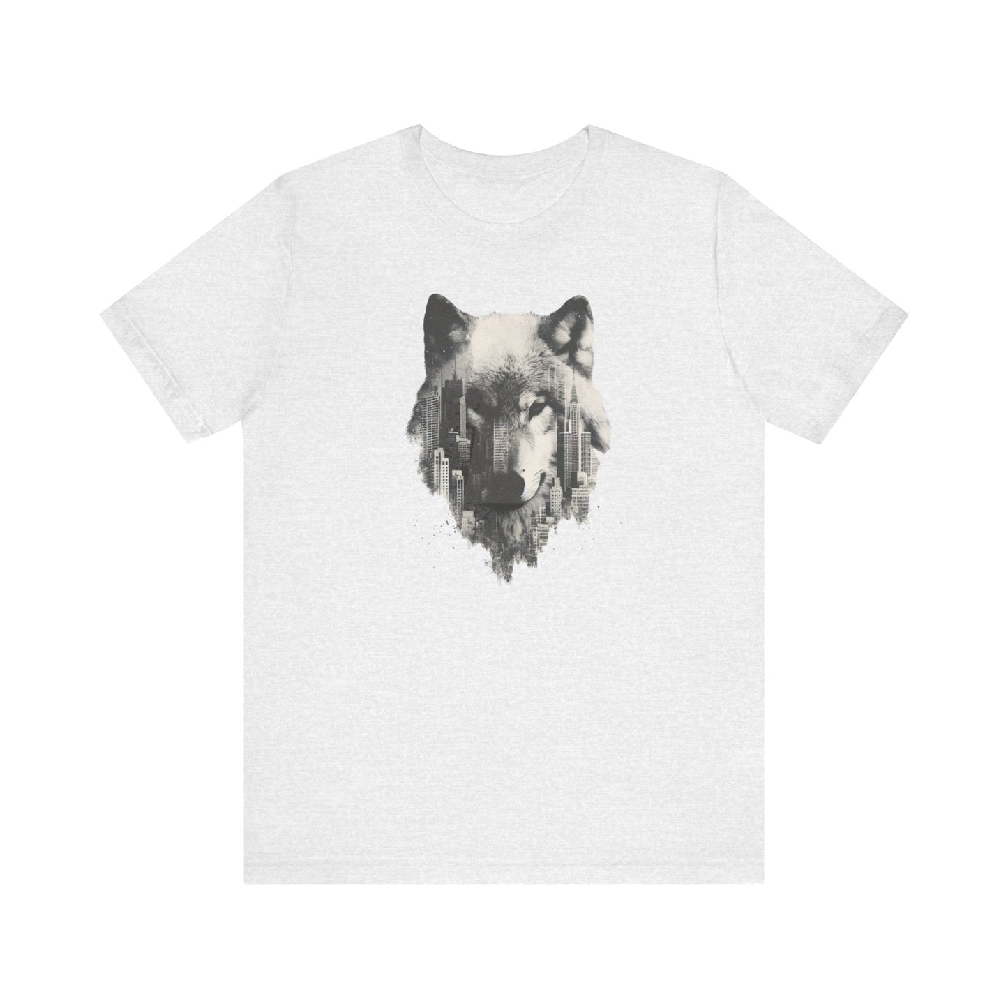 Concrete Jungle Wolf in the City T-Shirt - Unisex Jersey Short Sleeve Wildlife Gift, Nature Gift, Graphic Tshirt, Mens Gift, Womens Gift