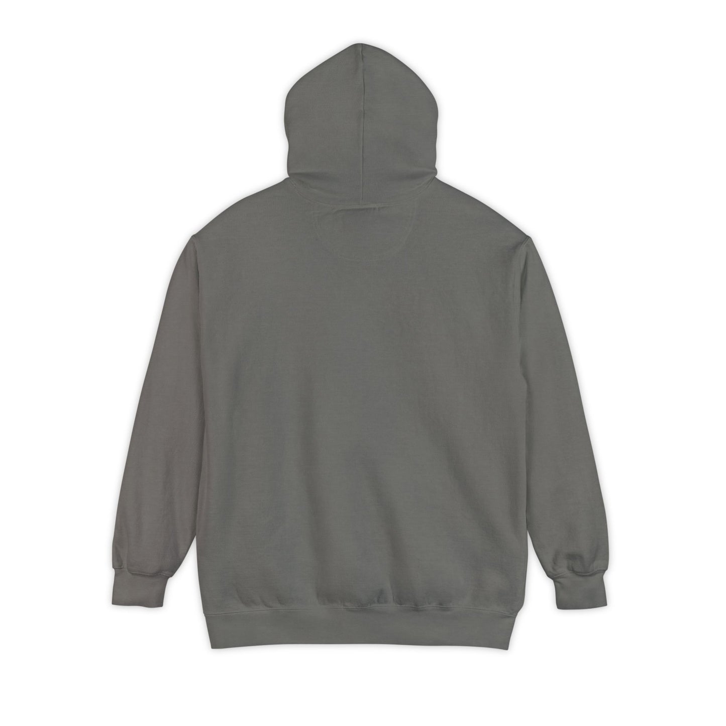 Charcoal gray Comfort Colors graphic fleece hoodie with drawstring hood