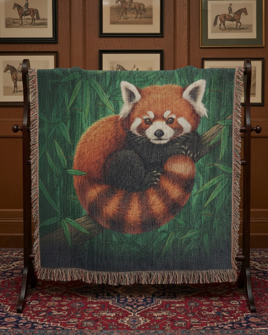 Red Panda in Bamboo | Woven Art Blanket Wildlife and Nature Gifts