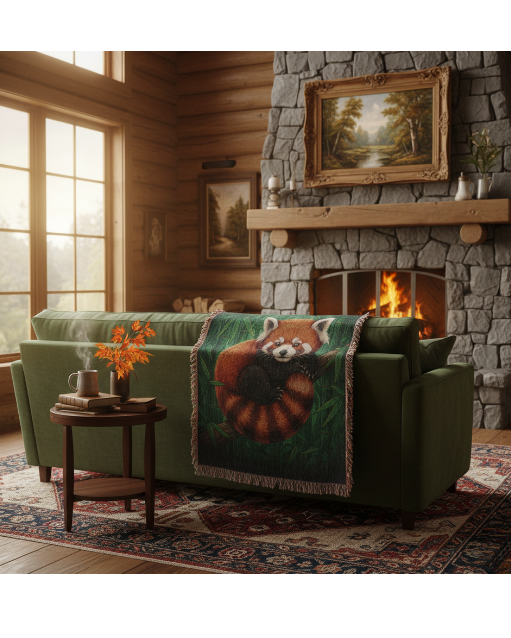 Red Panda in Bamboo | Woven Art Blanket Wildlife and Nature Gifts