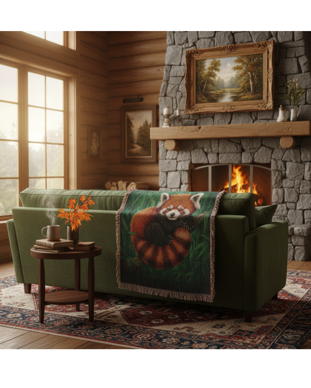 Red Panda in Bamboo | Woven Art Blanket Wildlife and Nature Gifts