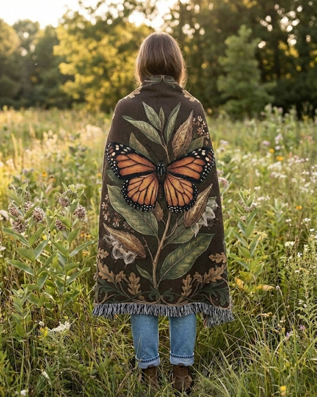 The Monarch Estate Woven Tapestry Throw | Heritage Oak & Botanical Series |  Cotton