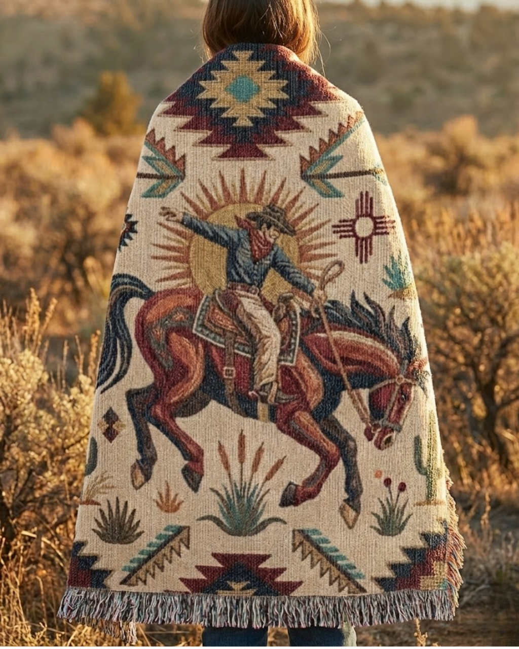 The Frontier Heritage Woven Throw | Western Cowboy & Southwest Tapestry Blanket