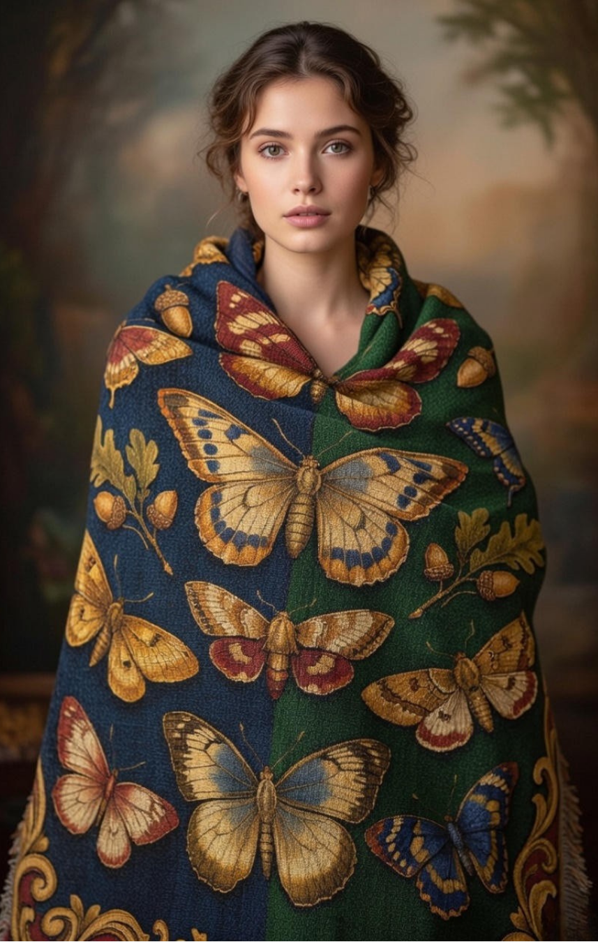 Entomology Archive Woven Tapestry - Butterfly Botanical Blanket